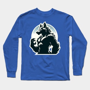 Simple Anthro Furry Werewolf Silhouette Long Sleeve T-Shirt